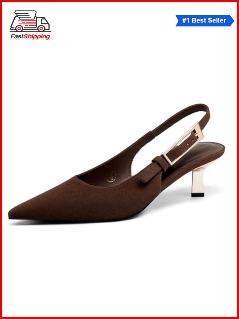 ✨ Slingback Kitten Heels Closed Pointed Toe Pumps Buckle Strap Wedding Party